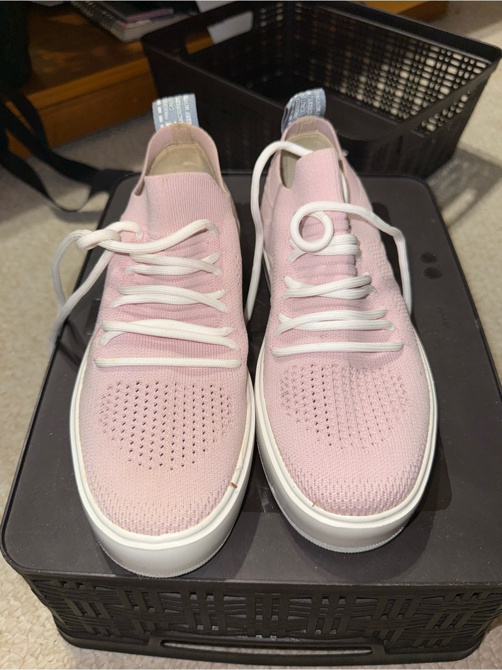 Steve Madden Pink Knit Lace-Up Sneakers